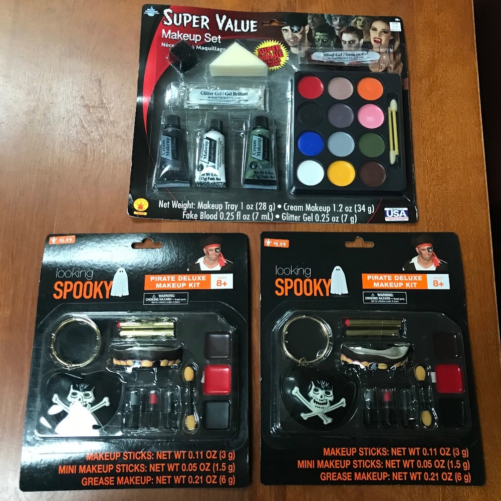 Halloween Super Value Makeup Set & Pirate Deluxe Makeup Kit New 3 sets
